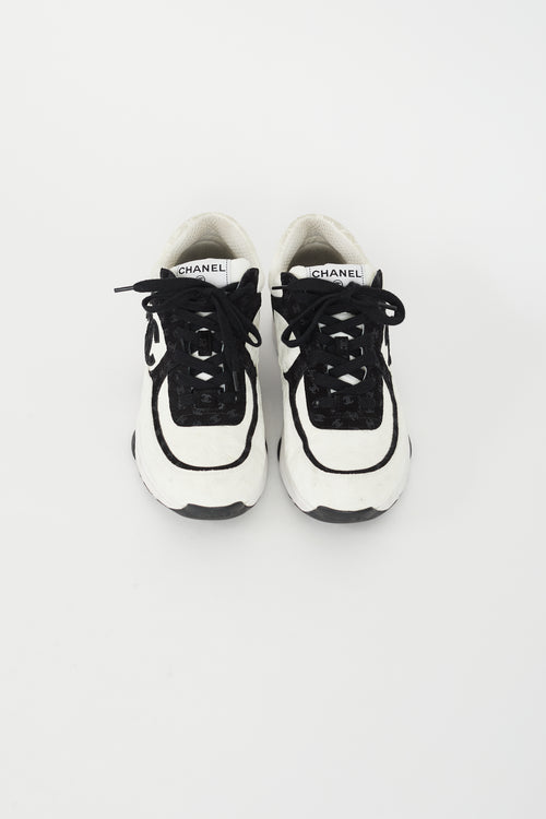 Chanel Black & White CC Embossed Logo Sneaker