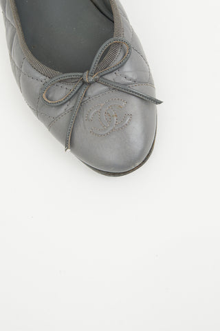 Chanel Grey Quilted Ballet Flat
