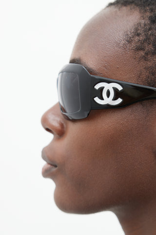 Chanel Vintage Black 5076-H Rectangle Sunglasses
