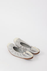 Chanel Grey & Cream Leather CC Ballet Flat