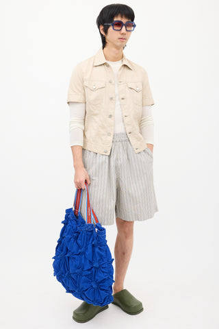 Charles Jeffrey Loverboy Blue Smocked Spikey Tote