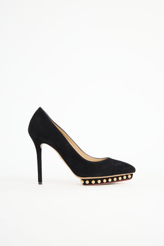 Charlotte Olympia Suede Studded Debbie Pump
