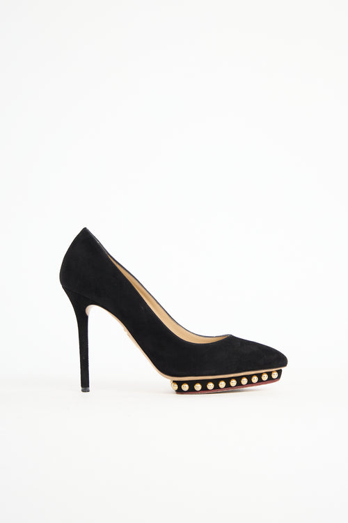 Charlotte Olympia Suede Studded Debbie Pump