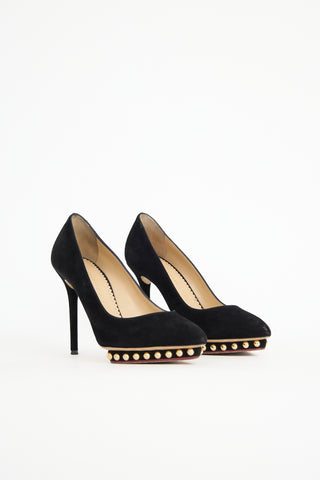 Charlotte Olympia Suede Studded Debbie Pump