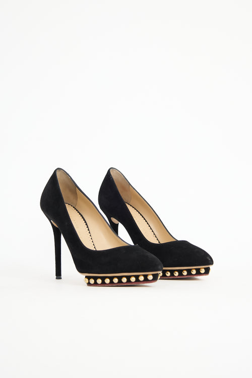 Charlotte Olympia Suede Studded Debbie Pump