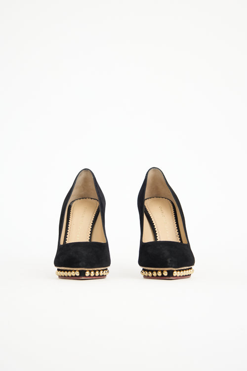 Charlotte Olympia Suede Studded Debbie Pump