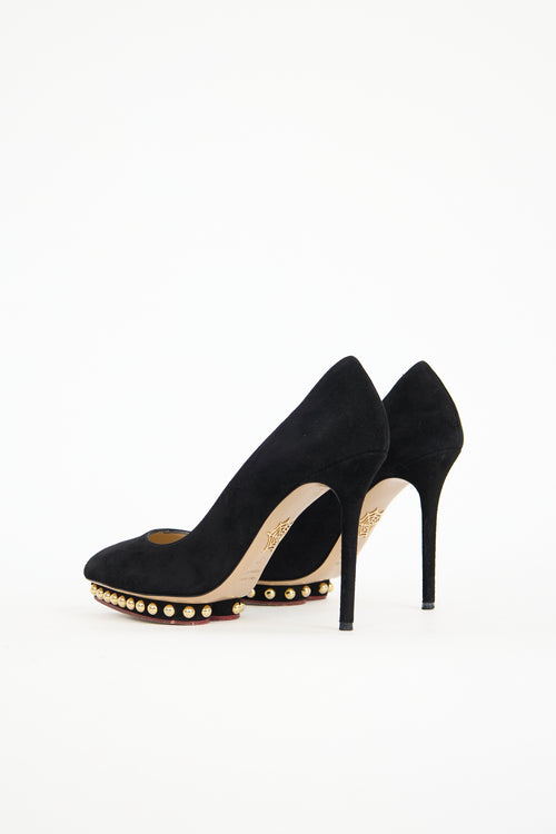 Charlotte Olympia Suede Studded Debbie Pump