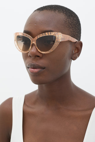 Charlotte Olympia X Linda Farrow Clear & Pink Tapered Sunglasses