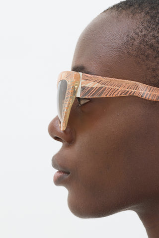 Charlotte Olympia X Linda Farrow Clear & Pink Tapered Sunglasses