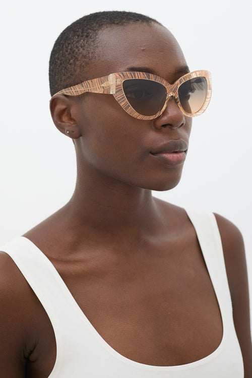 Charlotte Olympia X Linda Farrow Clear & Pink Tapered Sunglasses