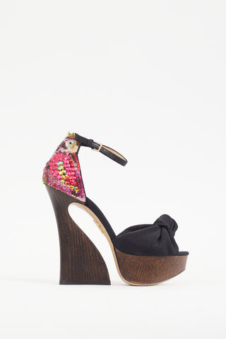 Charlotte Olympia Black & Multicolour Embellished Vreeland Platform Heel