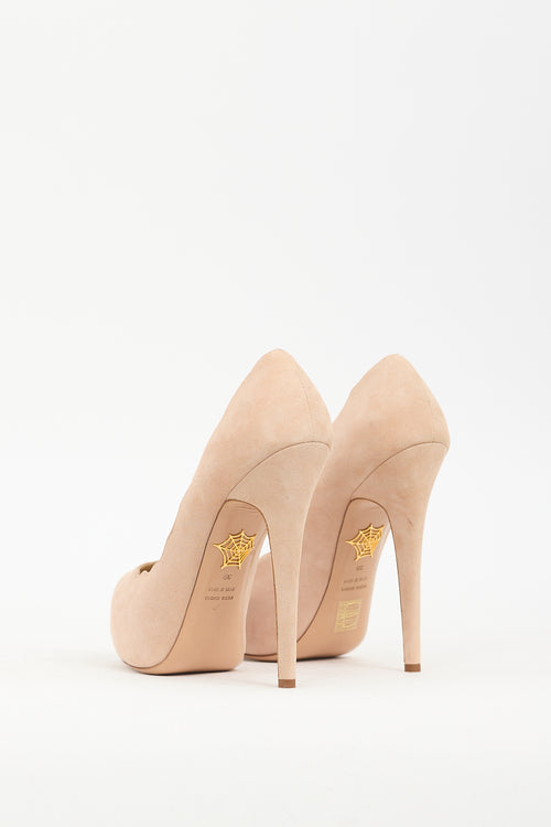 Charlotte Olympia Beige Suede Platform Pump