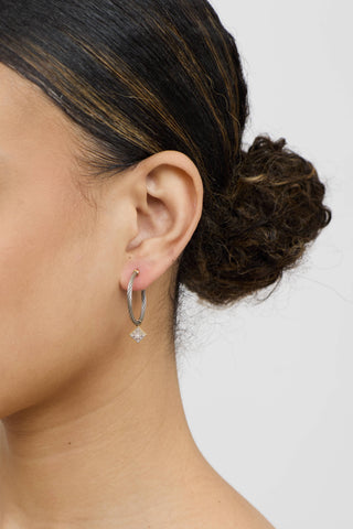 Fine Jewelry 18K Yellow Gold & Diamond Cable Hoop Earrings