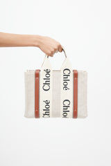 Chloé Beige & Black Logo Woody Tote