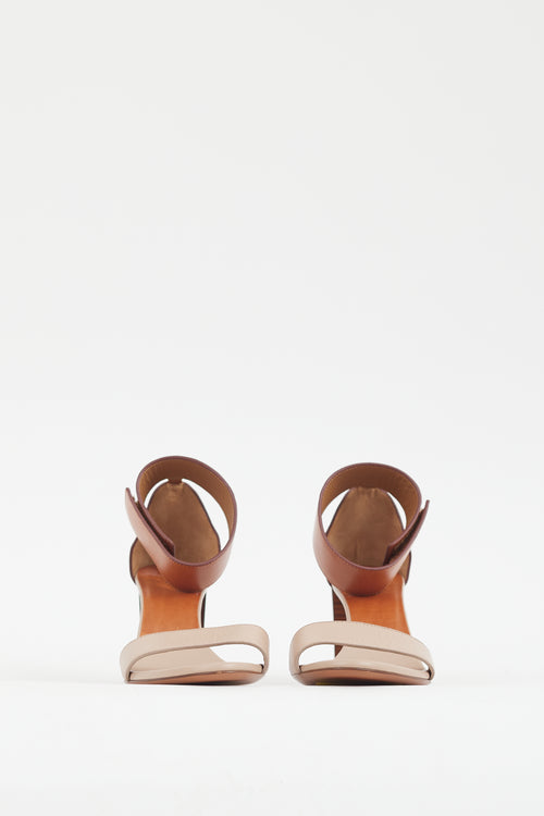 Chloé Beige & Brown Leather Open Toe Heel