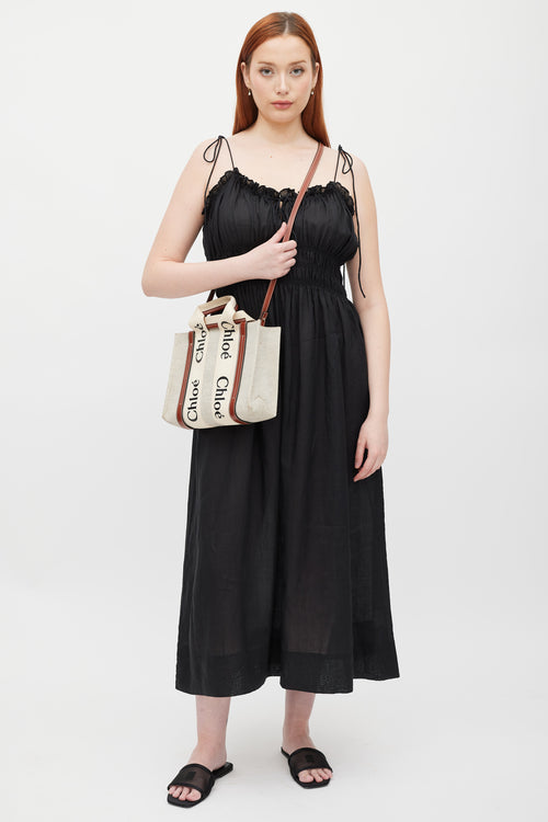 Chloé Beige & Brown Logo Woody Tote
