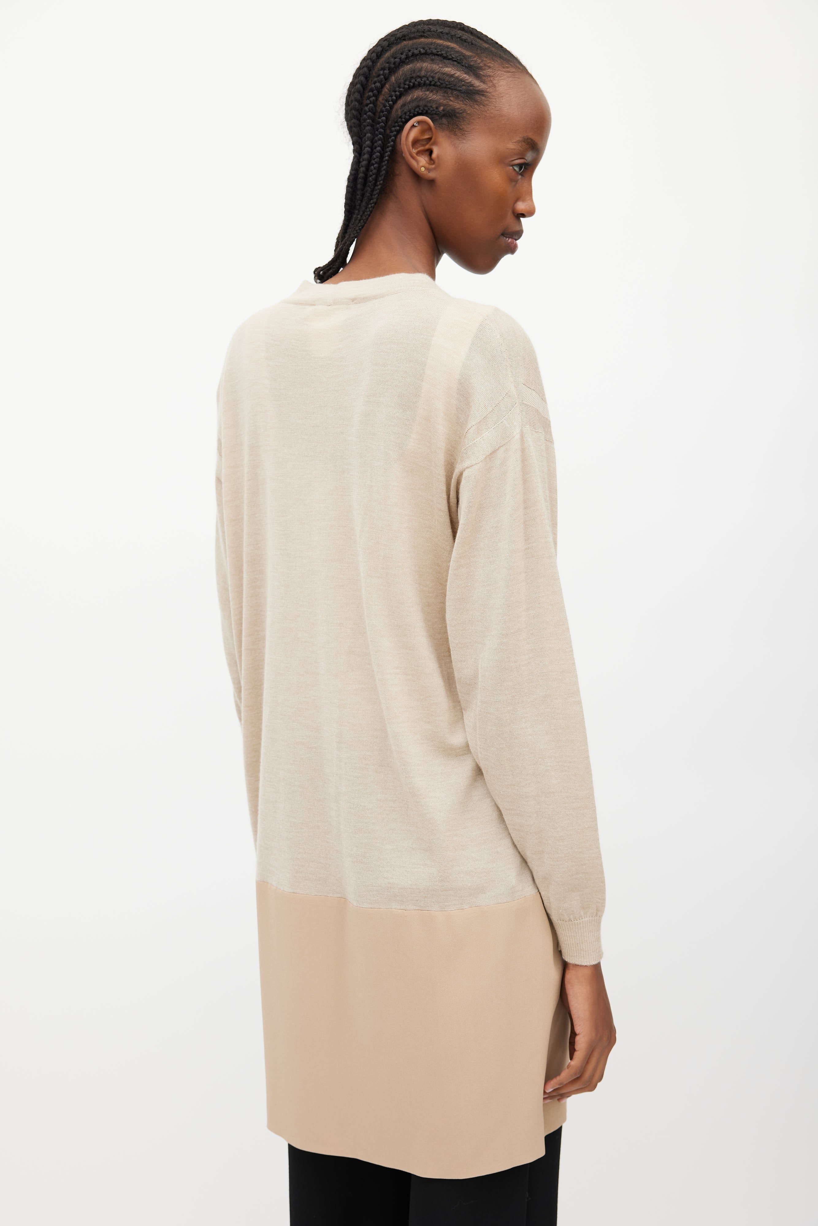 Chlo // Beige Cashmere & Silk Cardigan Dress VSP Consignment Chlo // Beige Cashmere & Silk Cardigan Dress VSP Consignment
