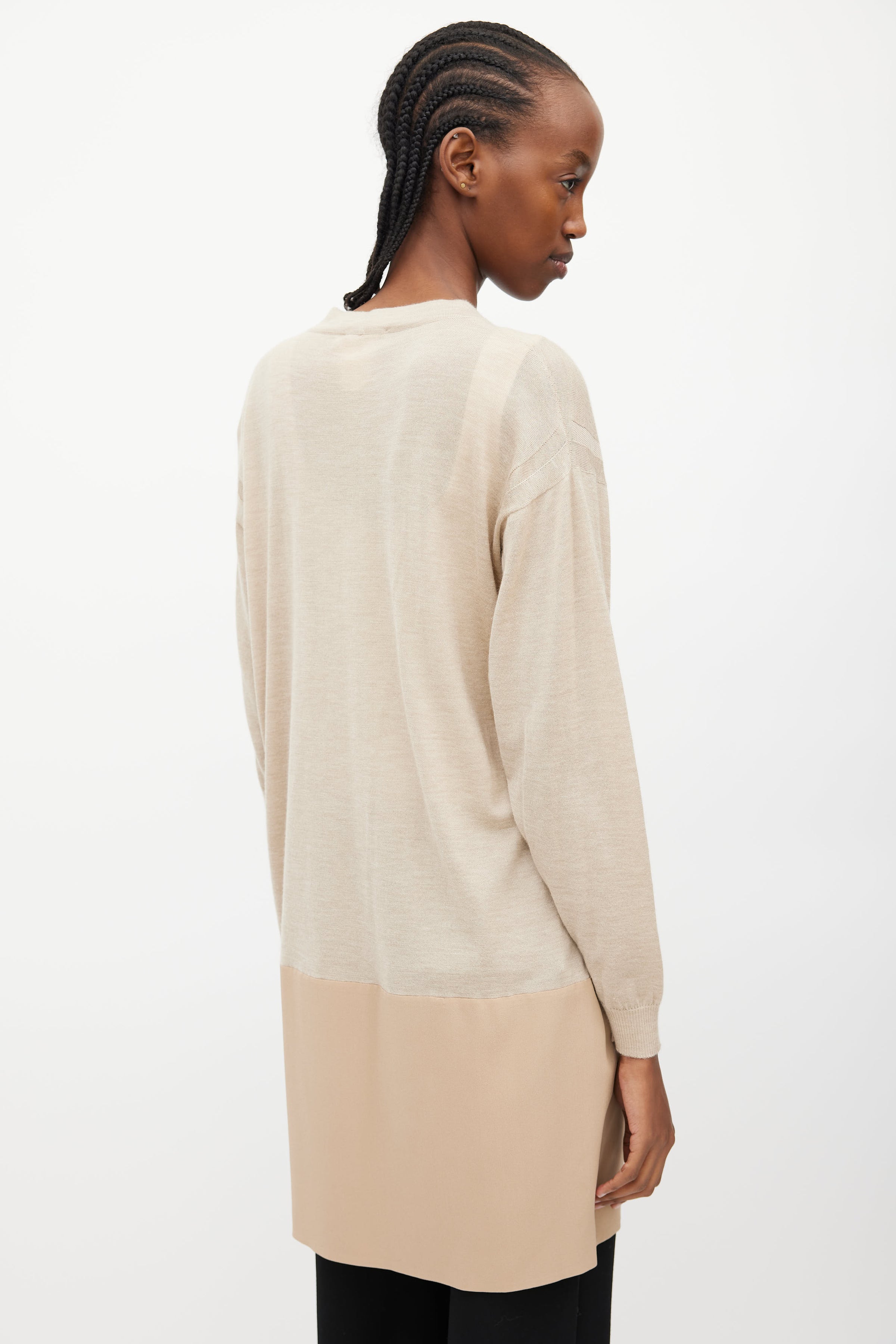 Chlo // Beige Cashmere & Silk Cardigan Dress VSP Consignment Chlo // Beige Cashmere & Silk Cardigan Dress VSP Consignment