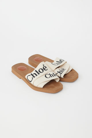 Chloé Brown & White Woody Mule Sandal