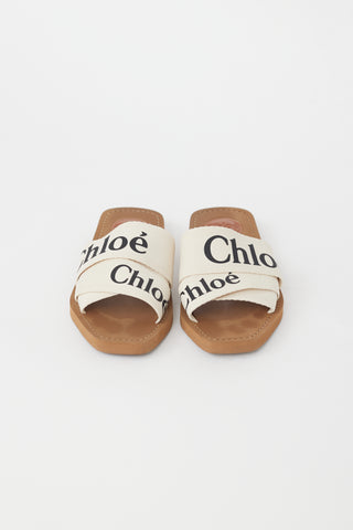 Chloé Brown & White Woody Mule Sandal