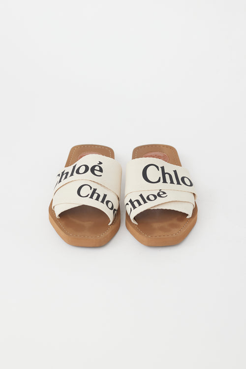Chloé Brown & White Woody Mule Sandal