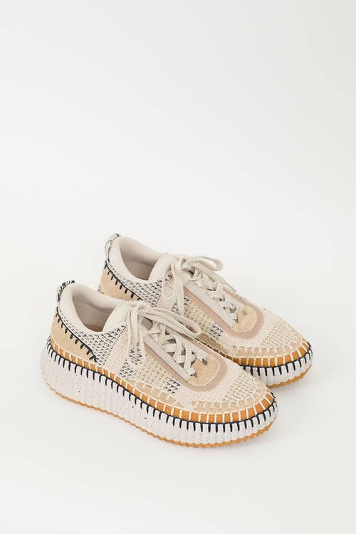 Chloé Beige & Multicolour Woven Mesh Nama Sneaker