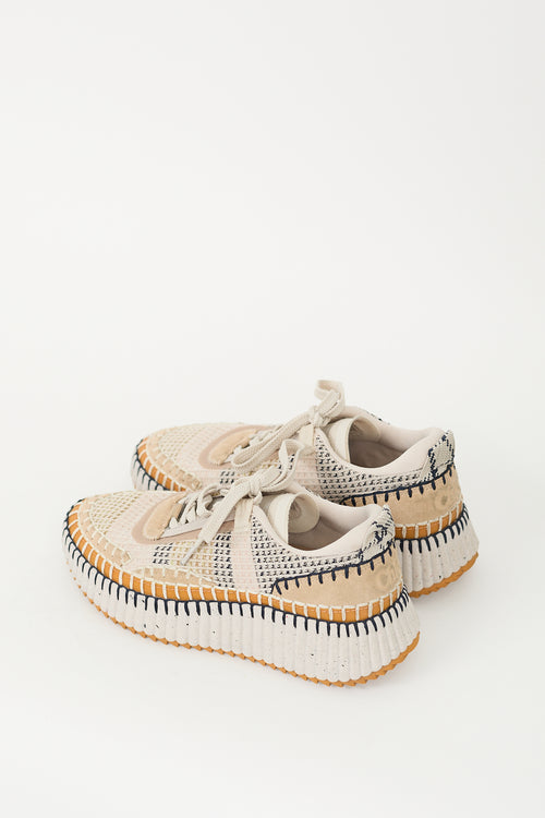 Chloé Beige & Multicolour Woven Mesh Nama Sneaker