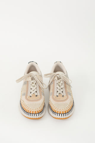 Chloé Beige & Multicolour Woven Mesh Nama Sneaker