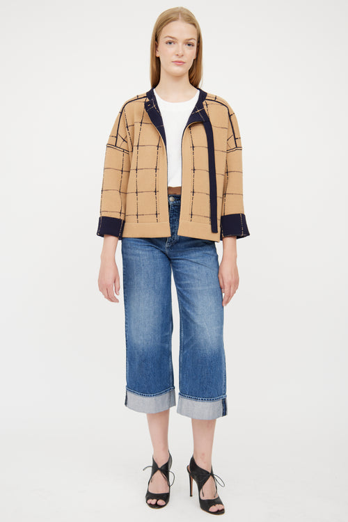 Chloé Beige & Navy Reversible Plaid Jacket