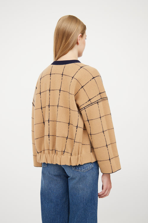 Chloé Beige & Navy Reversible Plaid Jacket