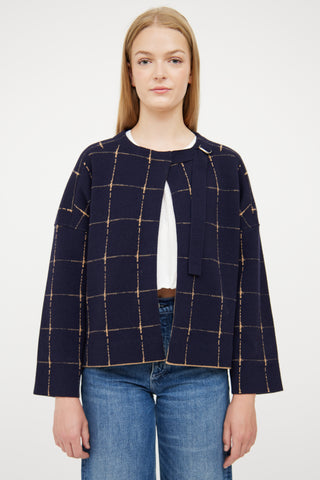 Chloé Beige & Navy Reversible Plaid Jacket