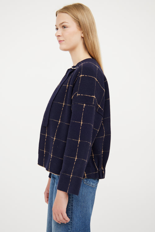 Chloé Beige & Navy Reversible Plaid Jacket