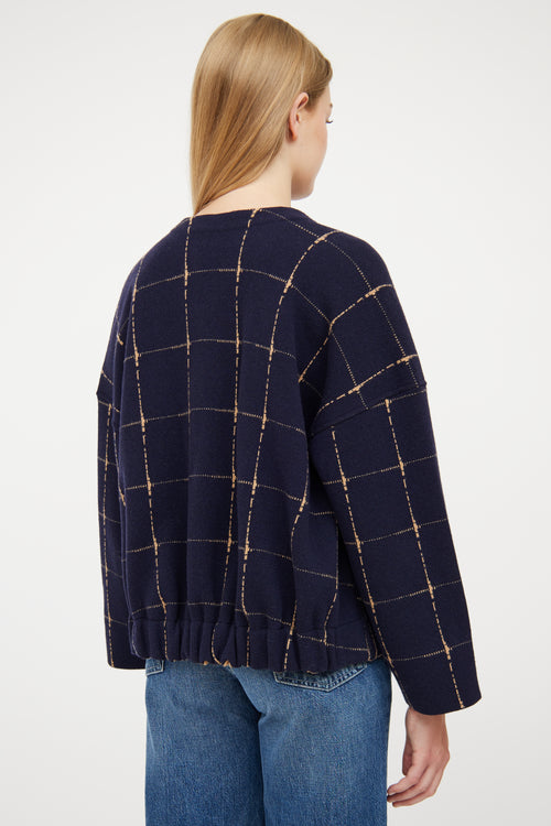 Chloé Beige & Navy Reversible Plaid Jacket