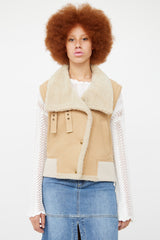 Chloe Beige Leather & Shearling Vest