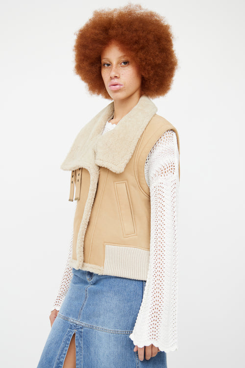 Chloe Beige Leather & Shearling Vest