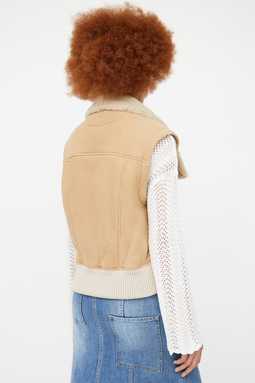 Chloe Beige Leather & Shearling Vest