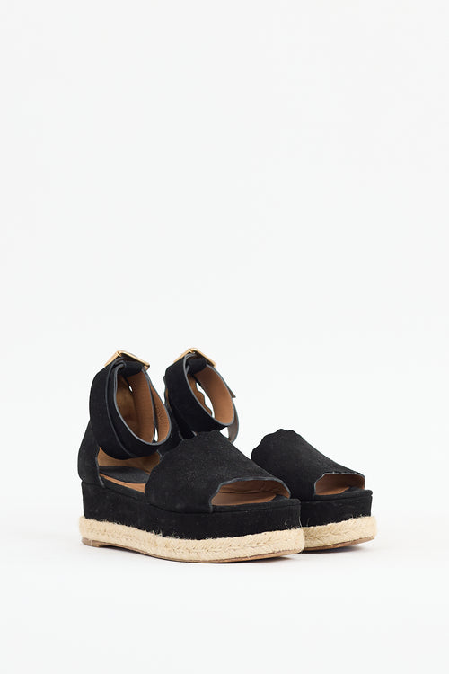 Chloé Black Suede Espadrille Sandal