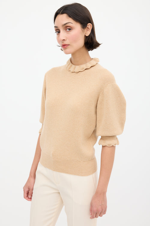 Chloé Beige Wool Ruffled Trim Sweater