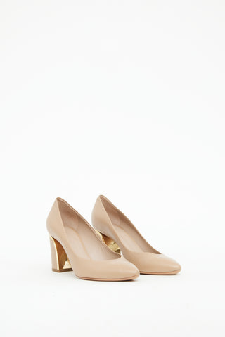 Chloé Beige Grained Leather Becky Pump