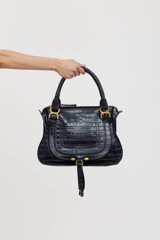 Chloé Leather Embossed Marcie Double Carry Bag