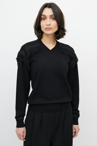 Chloe Black Fringe Cashmere Sweater