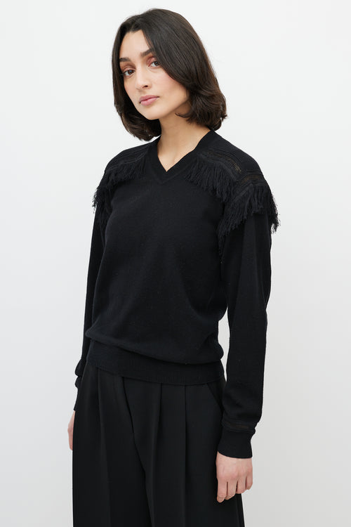 Chloe Black Fringe Cashmere Sweater