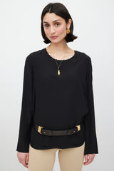 Chloé Black & Gold Leather Belt
