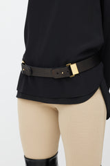 Chloé Black & Gold Leather Belt