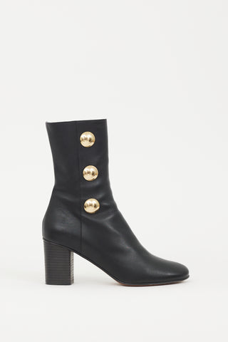 Chloé Black & Gold Leather Orlando Boot