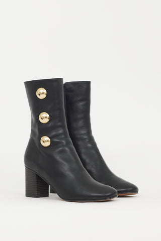 Chloé Black & Gold Leather Orlando Boot