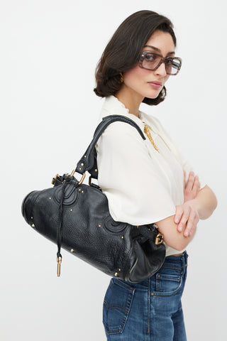 Chloé Black & Gold Leather Paddington Bag