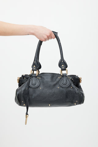 Chloé Black & Gold Leather Paddington Bag