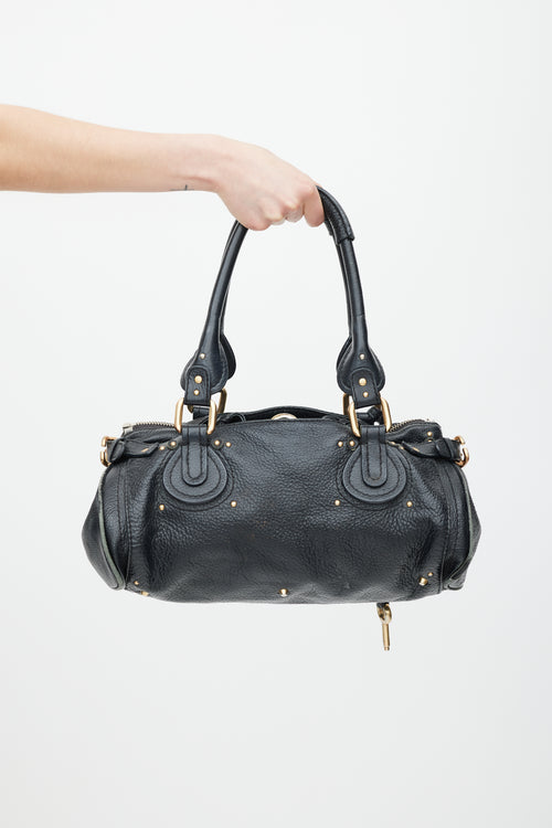 Chloé Black & Gold Leather Paddington Bag