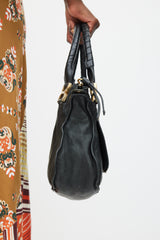 Chloé Black & Gold Leather Marcie Bag